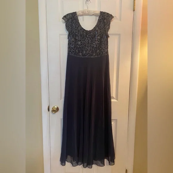 j kara flutter sleeve beaded dress Short Sleeve Hand Beaded Formal Couture Dress